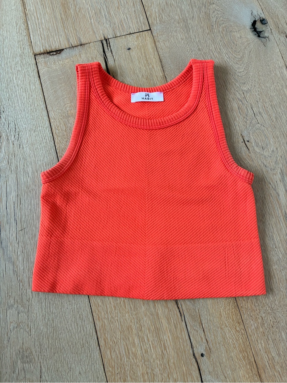 Habit Red-Orange Ribbed Cropped Tank O/S